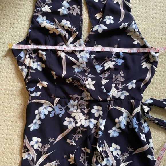DRESS FORUM Blue Floral Sleeveless Ruffle Tie Mini Dress - Picture 12 of 13